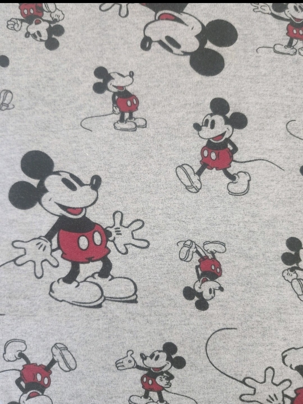 Disney Gray Mickey Mouse Allover Print Long-Sleeve Tee with Red Accents, Size M - Picture 3 of 4